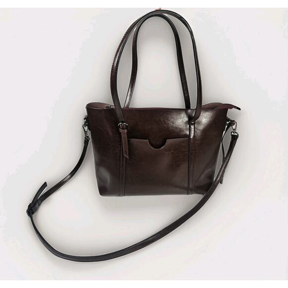 Large Leather Tote Brown Genuine Leather Side Bags Burgundy Classic - Picture 1 of 11